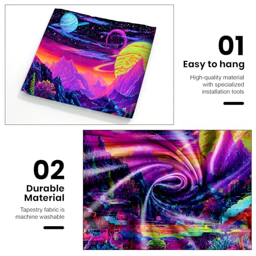 AOHMPT Blacklight Tapestry Glow in the Dark Tapestry Landscape Design 59'' × 51'' Inch Wall Hanging Decor for Bedroom Living Room - color: landscape -B, size: 59"L x 51"W