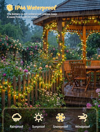 YOUNGAR Pothos Vines with Fairy Lights,Battery/USB Operated Leaf String Warm White Lights,23FT 73LED vine lights with Remote for Bedroom Garland Wedding Birthday Garden Party Wall Room Headboard Decor - color: Pothos (Warm White), size: 73 LED-USB/Battery