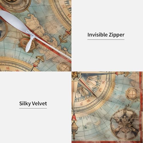 Map Nautical Throw Pillow Covers 18 X 18 Inch Set of 2 Pillow Cases Decoration Cushion Cover for Sofa Bedroom Living Room Outdoor - color: Map Nautical