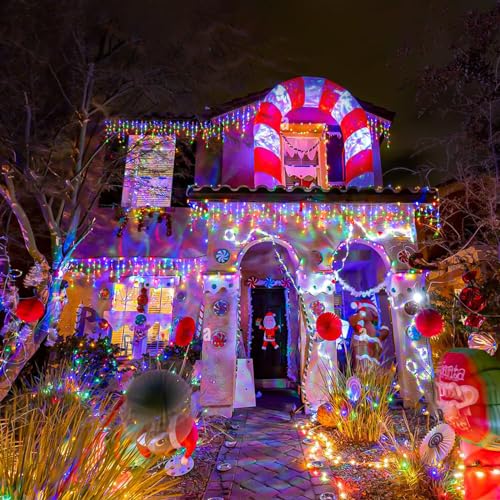 Icicle lights Outdoor - 66ft Christmas Lights with 640LED 120 Drops 8 Modes, Plug in Curtain String Lights Waterproof for Holiday Wedding Party Home Garden Bedroom Indoor Outdoor Decoration,Multicolor - color: Multicolor, size: 640LED/66ft