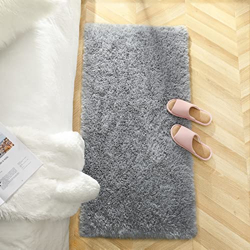 Chicrug Soft Area Rugs for Bedroom Living Room Plush Fluffy Rug 2x4 Feet, Shag Furry Area Rug Carpet Non Shedding for Nursery Children Kids Girls Room Home Decorative, Grey - color: Grey, size: 2' x 4' (Runner)