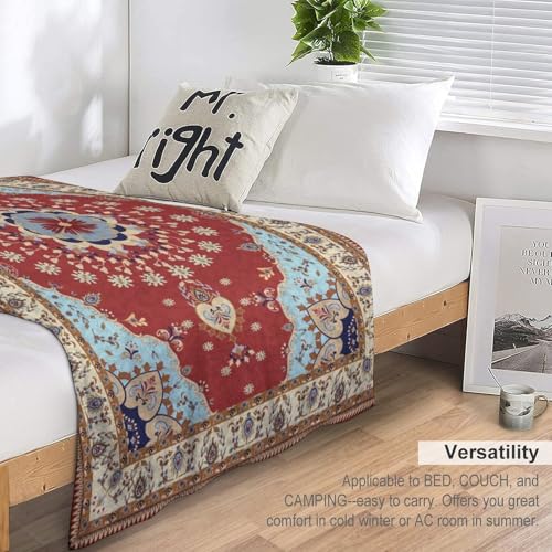 Boho Throw Blanket,Blue Red Ethnic Farmhouse Pattern Soft Throw Blanket for Couch Sofa Camping Office Travel Home Bedroom Decor All Seasons 30"x40" - color: Boho-15, size: 30x40in