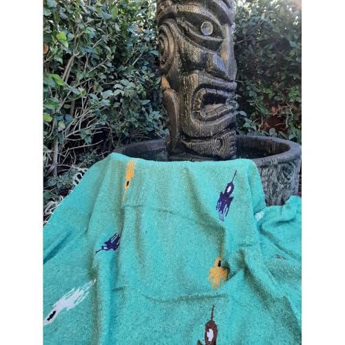 Open Road Goods Mexican Thunderbird Yoga Blanket, Handwoven Throw for Yoga, Meditation, and Home Décor – Versatile Blanket for Beach, Picnic, Camping, or Outdoor Use - color: Mint Green