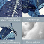 LVTXIII Outdoor Bistro Chair Cushions, 15"x15"x4" Round Patio Chair Cushions, All Weather Tufted Seat Cushions for Patio Furniture Use, Set of 2, Swaying Palms Blue - color: Swaying Palms Blue