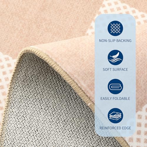 GarveeHome Checkered Blush Beige Neutral Nursery Kids Playroom 3x5 Washable Rug Geometric Modern Soft Low-Pile Stain Resistant Small Rug for Bedroom Entryway Non-Slip TPE Backing - color: Blush Beige, size: 3' x 5' (Rectangular)