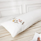 Move Over Body Pillow Cover, White Flower Embroidery, Soft Washed Microfiber, Pocket Closure, 20x54 inches - color: White-01, size: Body, 20" x 54" (Pack of 1)