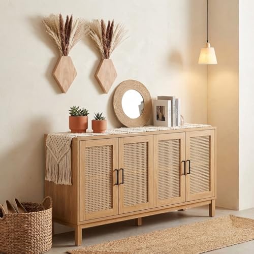2 Pcs Bohemian Wooden Wall Planter Set with Pampas Grass Modern Farmhouse Wall Decor for Living Room, Bathroom, Bedroom, Office(Original Wood Color,Regular Style) - color: Original Wood Color, style: Regular Style