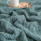 EMME Cotton Throw Blanket for Couch Soft Muslin Blankets 50"x60" Lightweight Breathable Blanket All Season Gauze Blanket, Teal - color: 01 - Teal, size: Throw (50" x 60")