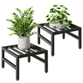 IBUYKE 2 Pack Metal Plant Stand Indoor Outdoor, Heavy Duty Small Flower Pot Stand, Modern Square Plant Shelf Flower Stand for Living Room Patio Balcony Garden, Black TMJ075B-2 - size: 12inch-2 Pack