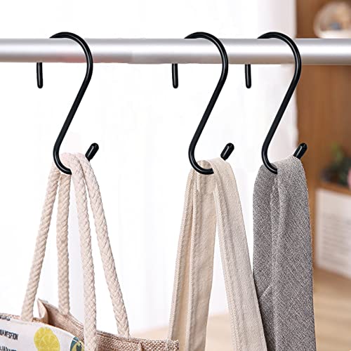 12 Pack 4-1/2 Inch S Hooks, Large Vinyl Coated Closet Hooks Non Slip Heavy Duty for Hanging, Steel Metal Black Rubber Coated for Jeans Plants Clothes Pot Pan Cups Towel - color: Black