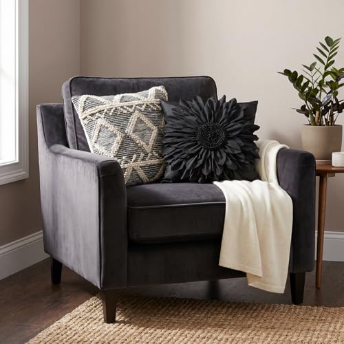 Bella's Giftshop Black Decorative Throw Pillow Covers 18x18 Inch for Bed Sofa Couch, Handmade 3D Accent Sunflower Floral Pillowcase, Living Room Decor - color: Black