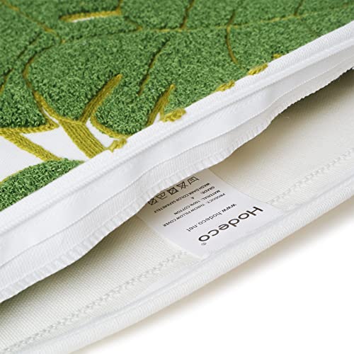 Embroidery Throw Pillow Cover 18x18 Green 7 Tropical Monstera Leaves Loop Plant Floor Pillow Cover for Couch Gift 100% Cotton Decorative Cushion Cover Home Décor Pillow Case 45x45cm, 1 Piece - color: 7 Green Monstera