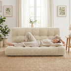 Vercraft 63 Inch Folding Sofa Bed Convertible Chair, 2-in-1 Convertible Boneless Sofa Floor Cushions Couch Mattress Oversized Corduroy Upholstered Sleeper Chair for Living Room Guest Apartment(Beige)