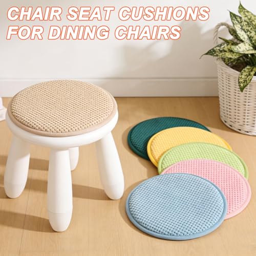 uxcell Round Stool Cushion, 10 x 10 Inch Round Seat Pads with Elastic Straps, Anti-Slip Soft Round Pad Chair Seat Cushions for Dining Chairs Kitchen Bar High Stool, Khaki - color: Khaki, size: 10 x 10 Inch