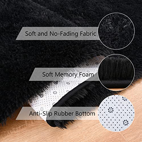 Kelarea Area Rug for Living Room, 3x5 Non-Slip Black Rug Fluffy Soft Shag Rugs, Fuzzy Shaggy Plush Carpet for Bedroom, Nursery Rooms, Home Dorm - color: Black, size: 3 x 5 feet