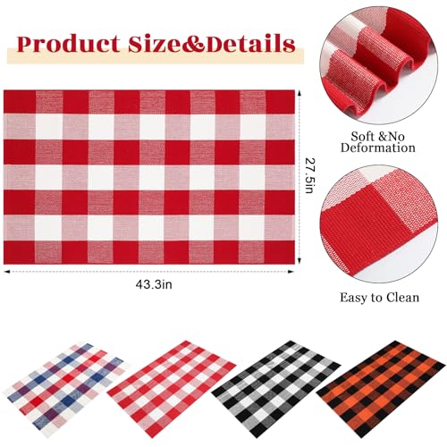 HunnmingRe 4 Pcs 4th of July Buffalo Plaid Outdoor Rug 27.5'' x 43'' Front Door Mat Washable Cotton Farmhouse Mat Checkered Carpet for Indoors, Layered, Porch, Farmhouse (Buffalo Plaid,Patriotic) - color: Patriotic