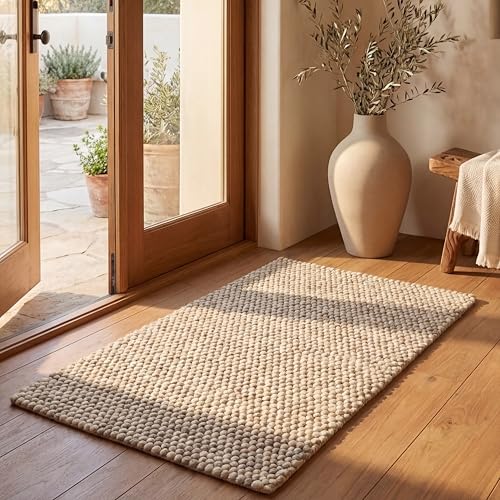 SAFAVIEH Natura Collection Accent Rug - 2'3" x 4', Beige, Handmade Wool Blend, Textured Design, Ideal for Hallway, Bedroom, Foyer (NAT620B) - color: Beige, size: 2'3" x 4' (Rectangular)