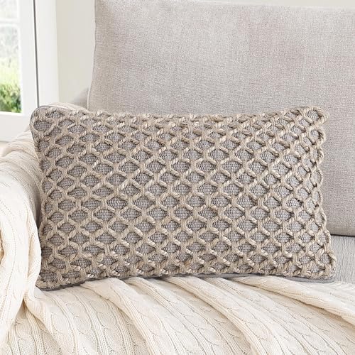 Boho Living Jada Decorative Throw, Includes Accent, Premium Woven Design, Living Room Décor, (1) 12" x 20" Pillow Cover with Insert, Grey - color: Grey, size: (1) 12" x 20" Pillow Cover With Insert