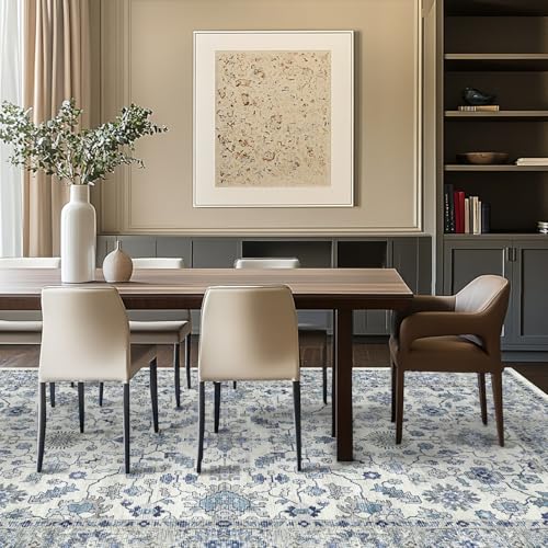 Area Rugs for Living Room 5x7,Machine Washable Non Slip Vintage Retro Rugs, Low Pile Lightweight Soft Rug for Bedroom, Dining Room,Home Office for Entrance Coffee Table - color: Blue, size: 5x7