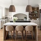 Farmhouse Pendant Lighting 11.81” Rattan Woven Rustic Ceiling Wicker Pendant Lighting Fixture for Kitchen Island Dining Room Bedroom Foyer - color: Woven Pendant Light