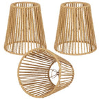 3PCS Chandelier Lamp Shades,Rattan Lamp Shade Clip-on Rattan hanging lamp Shade,Natural Touch Hand Woven Lampshade for Chandeliers, Pendants, Wall Sconces, 3.9 x 5.6 x 5.4 in