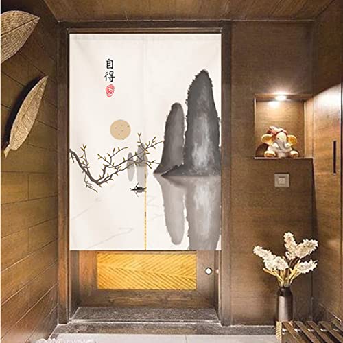 Japanese Noren Doorway Curtain Tapestry Traditional Chinese Mountain Landscape Ink Painting Door Curtain Room Divider, 33 x 59 inch - color: Multi 7, size: 33.5"W x 59.1"L (Pack of 1)