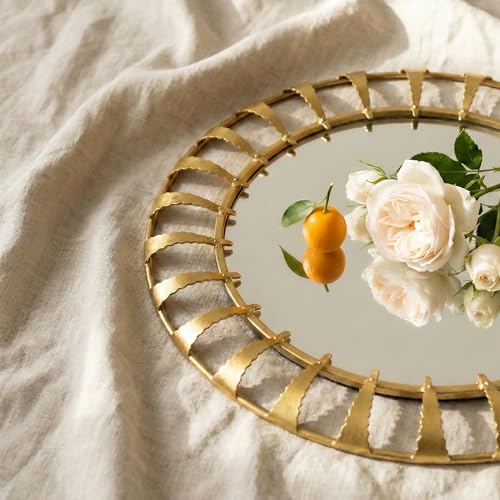 Gold Sunburst Round Wall Mirror 32", Decorative Circle Metal Frame Mirror,Large Decorative Circular Wall Mirror for Entryway or Bedroom - color: Sunburst - 32"l X 32"w