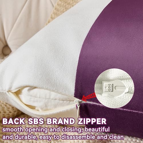 AmHoo Pack of 2 Velvet Panel Cotton Pillow Covers Decorative Pillowcase Cushion for Couch Sofa Bedroom 18 x 18-Inch Dark Purple - color: Dark Purple, size: 18" x 18" (Pack of 2)