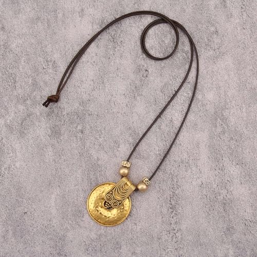Leather Necklace for Women Long Boho Pendant Hippie Choker Necklace Bohemian Layered Leather Rope Wooden Jewelry Gifts - style: Hippy Necklace