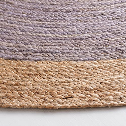 SAFAVIEH Area Rug 3' Round - Natural Fiber Collection - Grey & Natural Brown, Handmade Jute, Braided Border Design (NF801F) - color: Grey/Natural, size: 3' (Round)