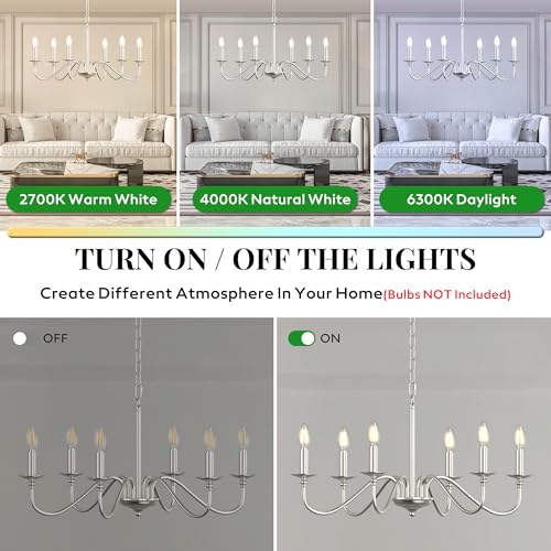 6-Light Farmhouse Chandelier 28'', Rustic Industrial Kitchen Island Pendant Lighting Fixture, Vintage Candle Ceiling Light for Dining Room, Living Room, Entryway, Bedroom-Brushed Nickel - color: Brushed Nickel