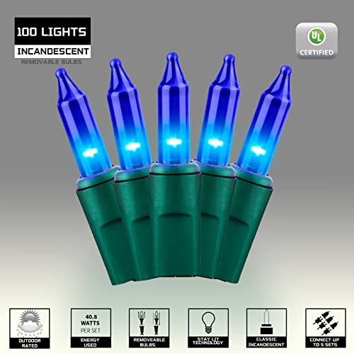 100LIGHTS BLUE Extra-Bright With End Connectors Christmas Decorative Lights 5.98m UL Certified Mini String Light Set Waterproof for Home Garden Holiday Christmas Tree Party Patio Decor Wedding - color: Blue, size: 100 COUNT-1PACK