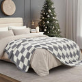 Snuggle Sac Faux Fur Checkered Blanket Twin Size with Soft Knitted Microfiber Fabric,Cozy Soft Warm Blanket for Sofa Bedroom Living Room,Grey Checker,60x80 inches - color: Grey White, size: Twin(60"x80")