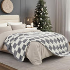 Snuggle Sac Faux Fur Checkered Blanket Twin Size with Soft Knitted Microfiber Fabric,Cozy Soft Warm Blanket for Sofa Bedroom Living Room,Grey Checker,60x80 inches - color: Grey White, size: Twin(60"x80")