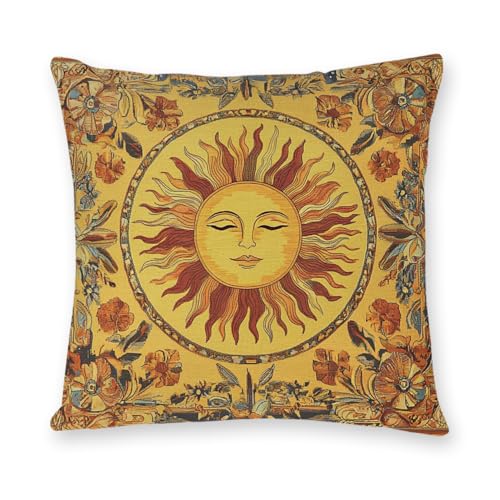 YOU FOUND ME Vintage Boho Sun Design Throw Pillow Cover Home Decor, Mystic Sun Goddess Art Decor Pillowcase Cushion Cover for Bed Sofa Living Room, Indoor and Outdoor 18x18inch (Moon) - color: Moon