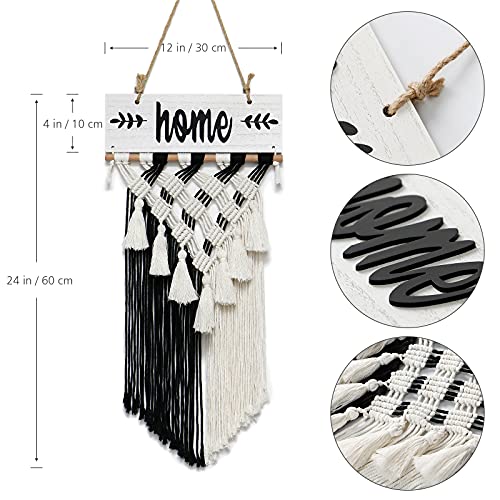 LOMOHOO Welcome Sign Macrame Wall Hanging Woven Tapestry Home Sign Front Porch Door Decor Rustic Yard Sign Art Home Decoration Housewarming Gift (White) - color: White