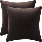 Throw Pillow Covers 22x22 Chocolate Brown: Pack of 2 Cozy Soft Velvet Square Modern Luxury Decorative Throw Pillow Cases for Sofa Couch Living Room Bed Home Decor