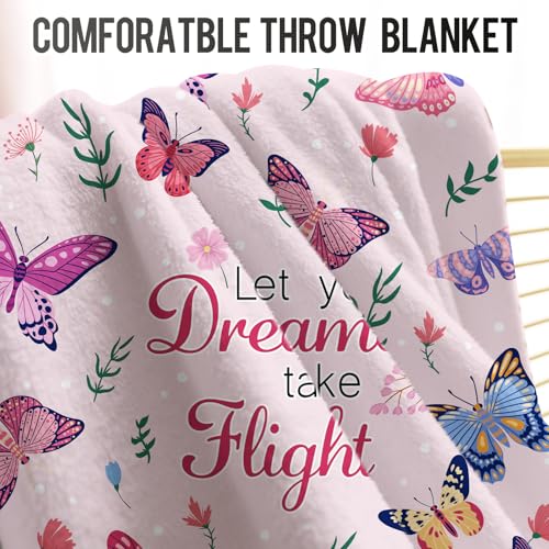 Levens Christian Butterfly Throw Blanket Gifts for Women Girls, Birthday Valentines Colorful Butterfly Floral Blanket for Butterflies Lovers Adult Decor for Couch Home Bed 50"x60" - color: Colorful Butterfly Floral Flower Pink, size: 50"x60"