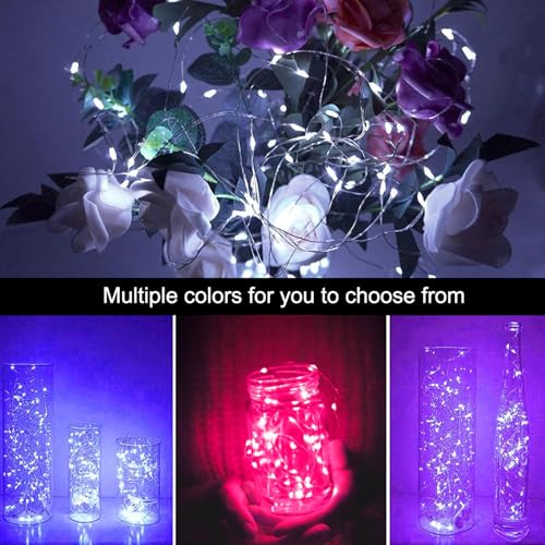 Ineximun 24 Pack LED Fairy Lights Battery Operated 7Ft 20Led Mini String Lights Waterproof Christmas for Mason Jars Bedroom DIY Party Wedding Christmas Decor Pink - color: Pink