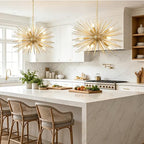 24" Modern Golden Sputnik Chandelier 9-Lights Mid-Century Modern Luxury Starburst Chandelier Gold Solid Metal Satellite Sputnik Chandeliers for Dining Room, Kitchen, Bedroom, Living Room - color: Golden 24" 9-Light