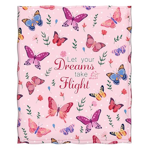 Levens Christian Butterfly Throw Blanket Gifts for Women Girls, Birthday Valentines Colorful Butterfly Floral Blanket for Butterflies Lovers Adult Decor for Couch Home Bed 50"x60" - color: Colorful Butterfly Floral Flower Pink, size: 50"x60"