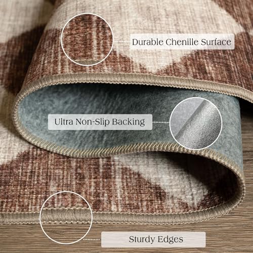 Front Door Rug - 2x3 Brown Beige Non-Slip Washable Doormat Indoor Outdoor Mat Outside Entrance Entry Rug Checkered Diamond Small Area Rugs for Entryway Bedroom Kitchen Front Porch Decor - color: Diamond - Brown Beige, size: 2' x 3' (Rectangular)