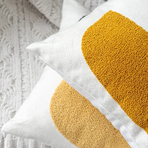 Square Bohemian Decorative Pillow Cover, Abstract Cotton Hand Woven Throw Pillowcase for Boho Bedroom Living Room, Modern Decor Home Cushion Sham 18x18, 1PC(Black Mustard) - size: 18" x 18" (Pack of 1)