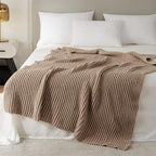 WESHIONGOO Throw Blanket for Couch Soft Knit Throw Blanket with Chenille Yarn Non-Shedding, Chenille Blanket for Living Room Bed Sofa (Brown, 50"*60") - color: Brown