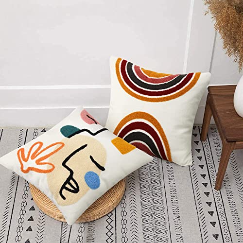 Merrycolor Boho Abstract Pillow Covers Colorful Woman Face Line Cute Pillow Cases Mid Century Aesthetic Modern Boho Pillows Decorative Throw Pillows for Bed Couch Living Room,1PC - color: Abstract Face, size: 18" x 18" (Pack of 1)
