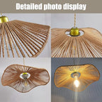 Boho Rattan 16-inch round Pendant Light E26 lamp holder,height adjustable Restaurant chandelier Rattan light fixture Chandelier Woven Hanging Light Fixture for Bedroom Entryway Kitchen Island - color: Light brown-10, size: 16-inch