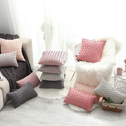 vctops Boho Basket Weave Pattern Decorative Throw Pillow Cover Super Soft Suede Solid Lumbar Accent Cushion Case for Couch Sofa Car (GML,12"x20") - color: Gml, size: 20" x 12" (Pack of 1)