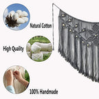 Youngeast Macrame Wall Hanging Large Macrame Curtains Leaf Shape Beads Wall Decor Boho Tassel Wall Art Woven Tapestry Headboard Backdrop Gray - color: Gray