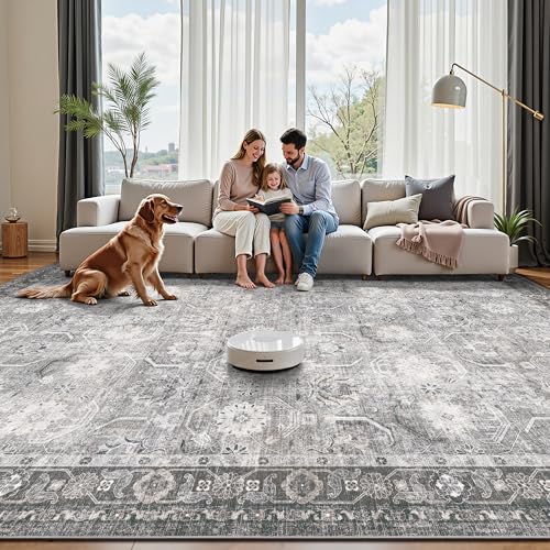 5x7 Area Rugs, Soft Non Slip Low Pile Washable Rug, Boho Modern Rug for Living Room, Bedroom, Dining Room, Distressed Grey - color: Distressed Grey, size: 5' x 7' (Rectangular)