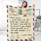 Sister Birthday Blanket Gifts from Sister - Throw to My Sister from Brother Bestie Quotes Soft Fuzzy Fleece Cozy Unique Birthday for Women Adult Kids Teen Girls 50"x60" - color: Sister